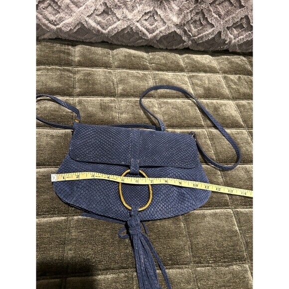 Lucky Brand Crossbody Bag Suede Tassel Blue Color Boho Hippie - Picture 4 of 9